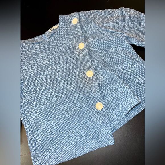 Zara Tops - ZARA Trf Puffed Sleeve Blue Blazer Style Top Size Medium EUC